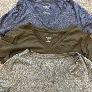 3 T shirts - green gray purple large XL